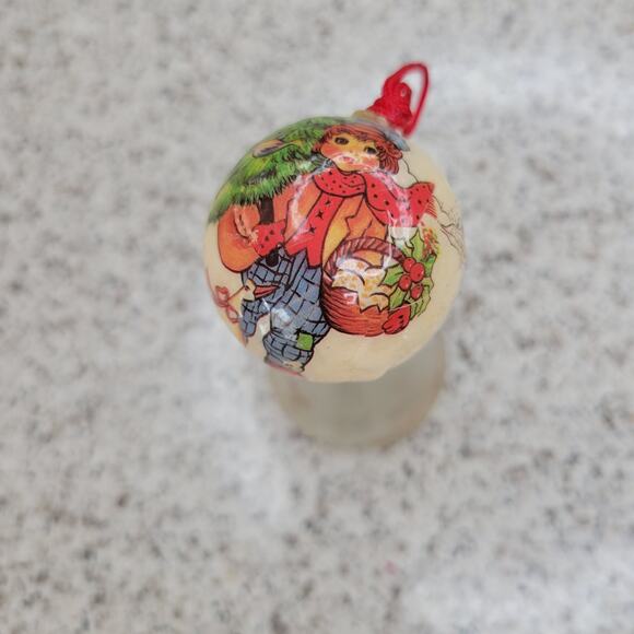VTG Paper Maché Decoupage German Boy Goose Mini Christmas Ornament Ball Bauble - Picture 15 of 16